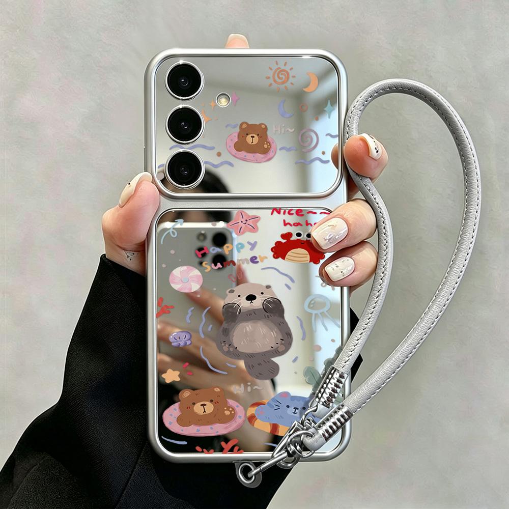 Phone Cases Galaxy A16 5G - Casing Cermin Berbentuk Beruang Kartun dengan